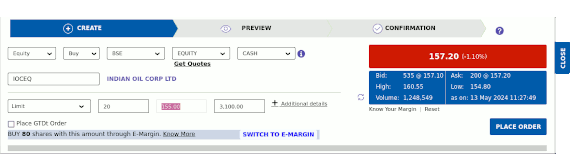 Animation of a share purchase order on SBISecurities.com