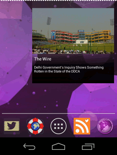 Home-screen widget displaying newsfeed updates