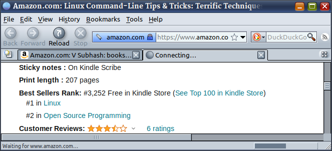 My bragging rights! Amazon ranking for the book — #1 in Linux and #2 in Open Source Programming