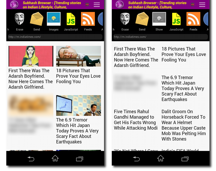 Toolbar button to quickly hide images